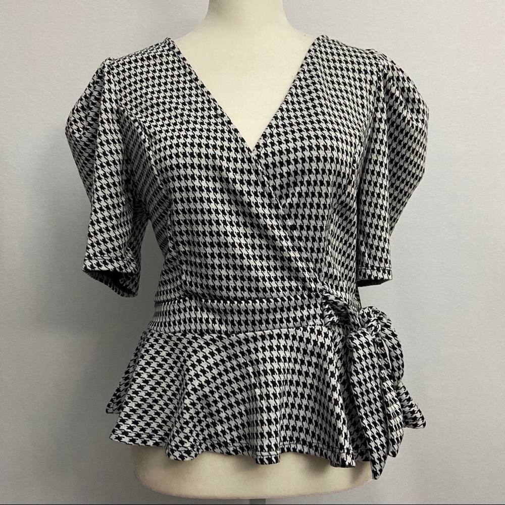 Houndstooth Peplum Top